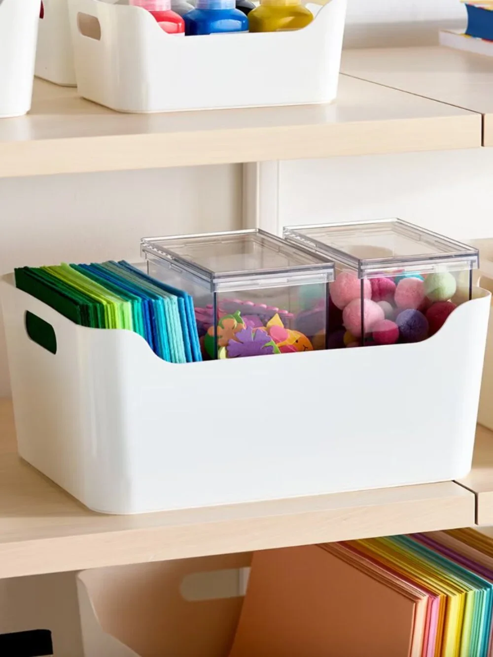 Set of 2 Medium Plastic Storage Bin w/ Handles - Container Store